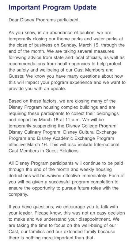 Walt Disney World Cancels Disney College Program Until Further Notice ...