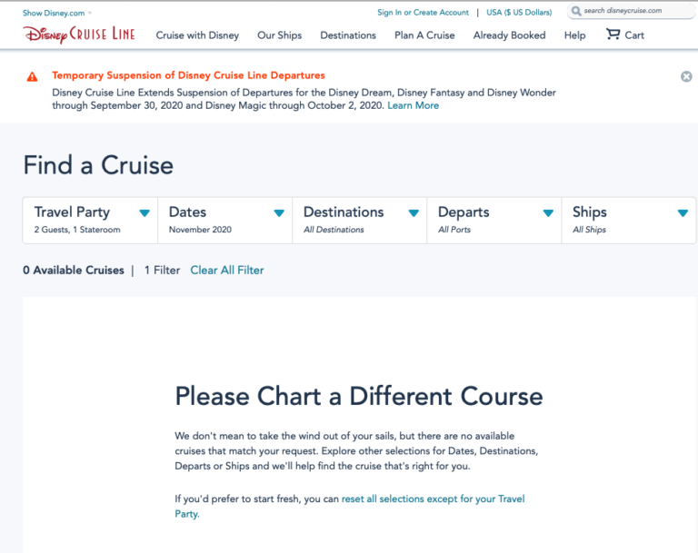 disney cruise website not working