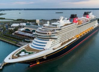 The Disney Wish arrives at Port Canaveral ahead of its maiden voyage